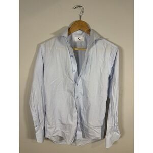 Lorenzo Uomo Shirt Light‎ Blue & White Pin Stripes Trim Fit 15 X 32/33